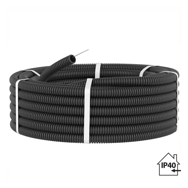 Труба гофрированная ПНД d16мм с протяжкой черн. (уп.25м) TOKOV ELECTRIC TKE-PND16-BL-25