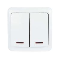 Выключатель 2-кл. 1п ОП Viola 10А IP20 с подсветкой бел. LEZARD 751-0200-112