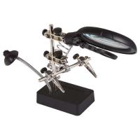 Держатель "третья рука" с лупой х2.5 подставка под паяльник LED подсветка Rexant 12-0250