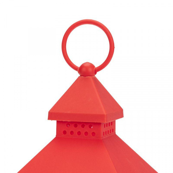 Фонарь декоративный со свечкой красный корпус размер 10.5х10.5х24см тепл. бел. Neon-Night 513-059